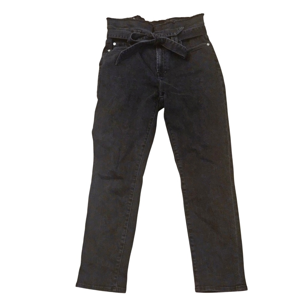 7 For All Mankind Black‎ Denim Paperbag Waist Jeans Size 28